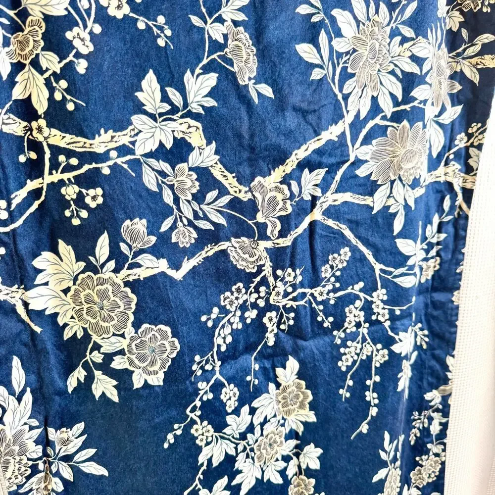 2 Ralph Lauren King Pillow Shams Deauville Blossom Floral Navy Blue HTF READ